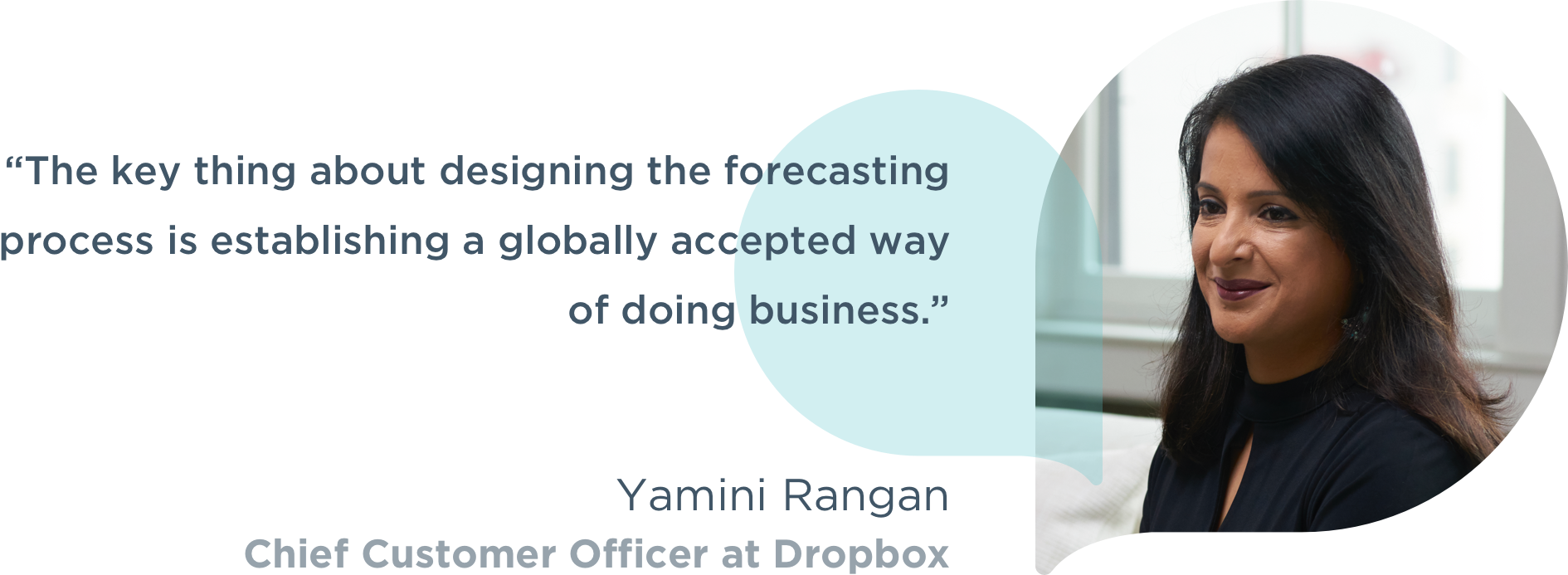 Banner image featuring a quote and headshot photograph of Yamini Rangan, Chief Customer Officer at Dropbox