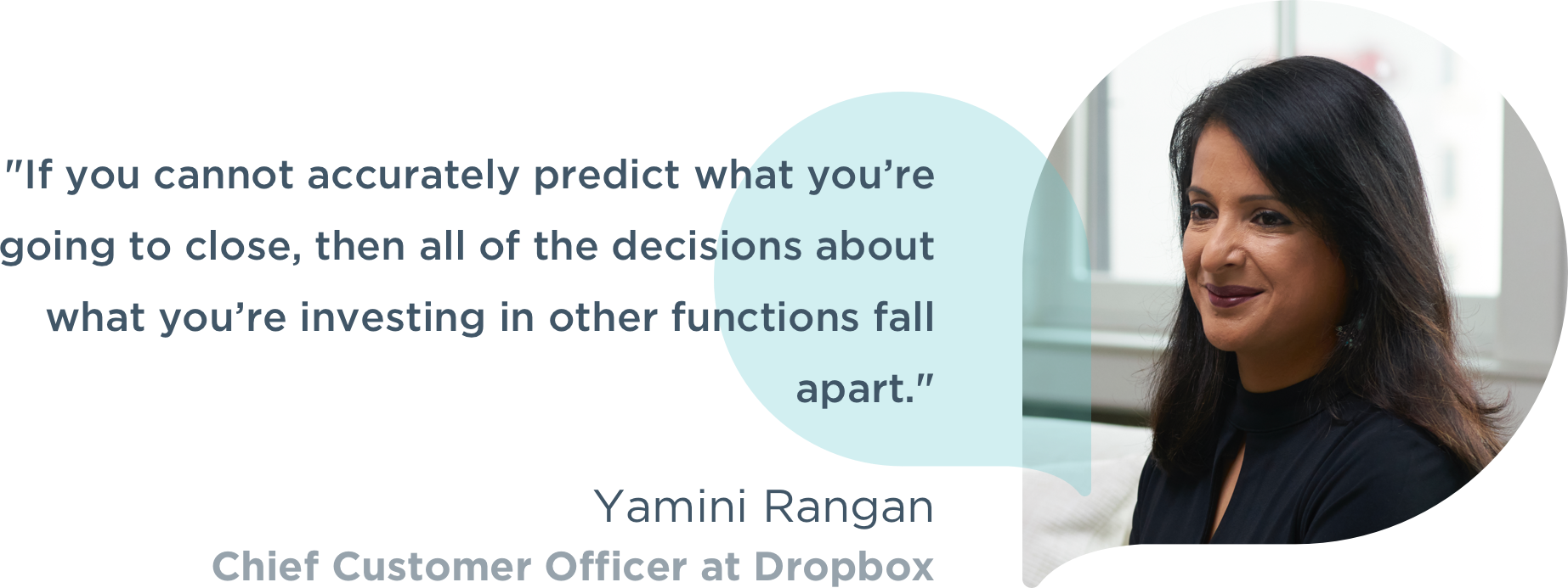 Banner image featuring a quote and headshot photograph of Yamini Rangan, Chief Customer Officer at Dropbox