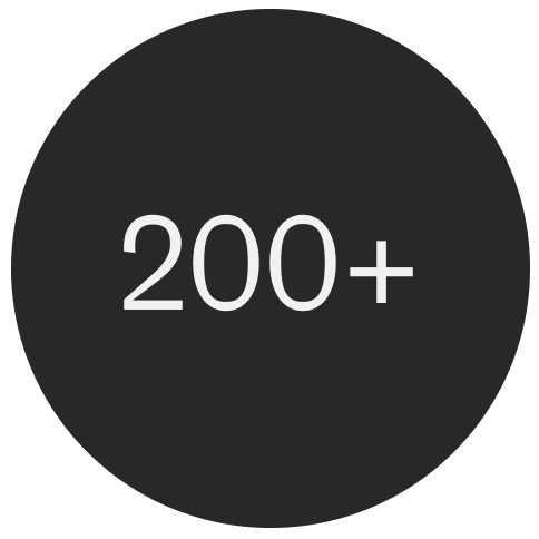 Circle that says 200 plus
