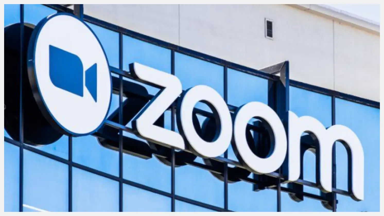 Photograph of Zoom logo on the Zoom office building