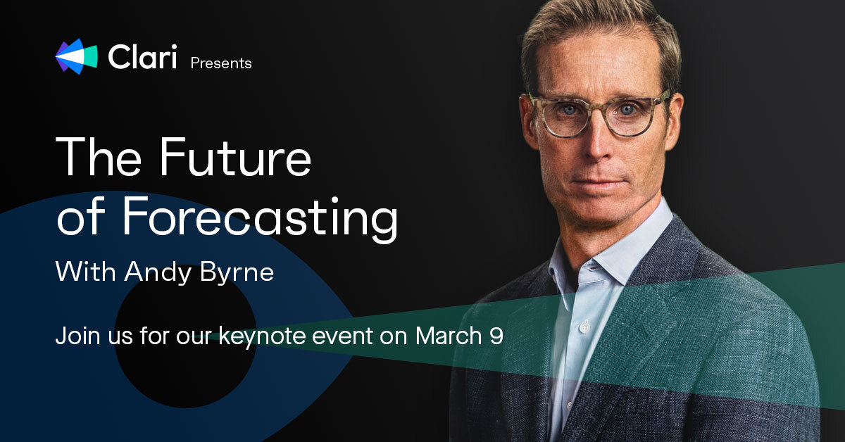 Banner for keynote event titled The Future of Forecasting with Andy Byrne