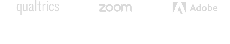 Logos of Qualtrics, Zoom, Adobe, Okta, WPEngine, and Cisco