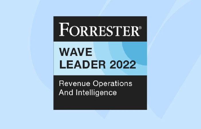 Banner image with Forrester Wave Leader 2022 Revenue Operations and Intelligence badge